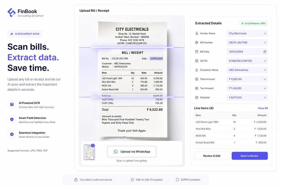Smart bill capture and document upload in RevenueGrowth360
